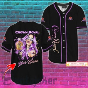 Crown Royal Logo Purple Camo Baseball Jersey Size up S to 5XL Son
