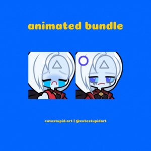 Op de afbeelding: Geanimeerde bundelafbeelding op een blauwe achtergrond. De afbeelding toont twee stripfiguren met wit haar, rode en zwarte kleding en huilende uitdrukkingen. De tekst "animated bundle" is geel.