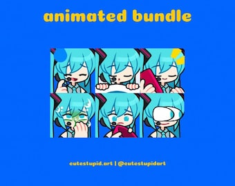 Animierte Hatsune Miku Emotes | VOCALOID für Twitch, Discord, Kick Streams