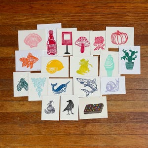 Mini Linocut Block Print Vending Machine Prints - Buy 4, Get 5th FREE
