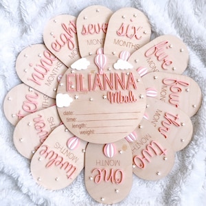 Disques d'étapes mensuelles personnalisées pour bébé, Cartes de statistiques bébé, Cartes d'étapes importantes, Faire-part de naissance, Souvenirs de bébé, Accessoire photo mensuel bébé en bois