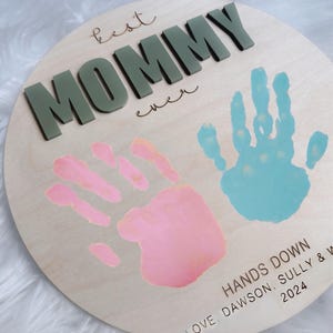 Plaque imprimée main pour la fête des mères | Meilleure maman haut la main | Premier signe de la fête des mères