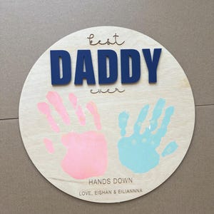 Plaque imprimée main pour la fête des pères | Carte de plaque Best Fad haut la main | Premier panneau pour la fête des pères