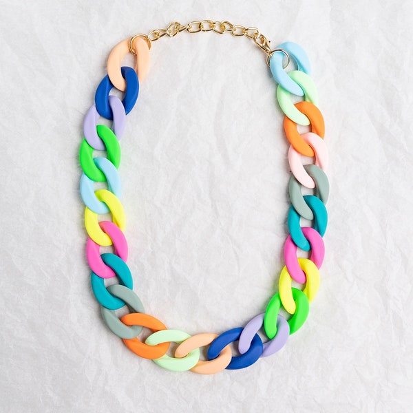 Chunky Acrylic Necklace Multi-coloured