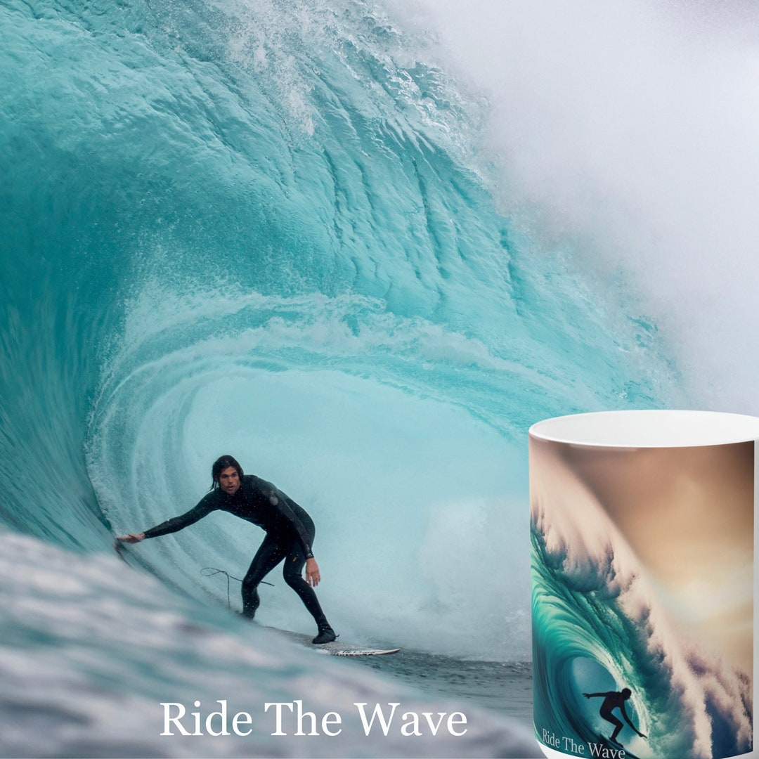 Ride the Wave Surfer Coffee Mug for Him Surfing Coffee Cup Gifts for