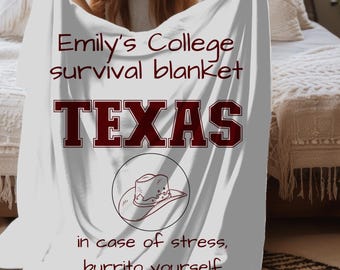 Custom Bed Party Blanket, Personalized College Blanket, Graduation Gift, College Acceptance Gift, Gift Made For Any School or University