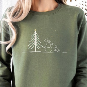 Christmas Snowman Sweatshirt, Christmas Dog Sweatshirt, Snowman Shirt, Christmas Crewneck, Christmas Shirts, Plus Size Christmas Shirt