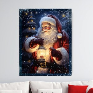 Lienzo decorativo navideño de Papá Noel, imagen navideña de Papá Noel, decoración navideña grande, decoración para repisa, impresión navideña de Papá Noel en liquidación.