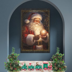 Santa Clause Christmas Canvas Wall Art Santa Picture Christmas Decor Mantel Decoration Santa Christmas Decor Print Large Christmas Wall Art