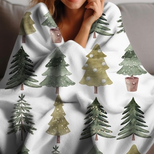 Christmas Blanket, Christmas Tree Holiday Throw, Nostalgic Trees Christmas Fleece, Christmas Gift Friends or Family, Co-worker Present