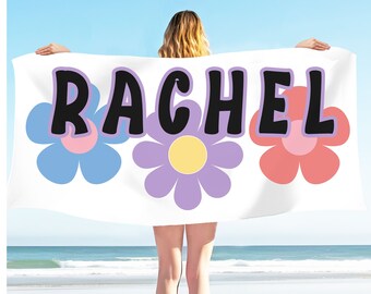Personalized Beach Towel, Bridal Party Beach Towel Gifts, Custom Pool Towel with Name, Beach Towel With Name, Outside Birthday Vacation Gift