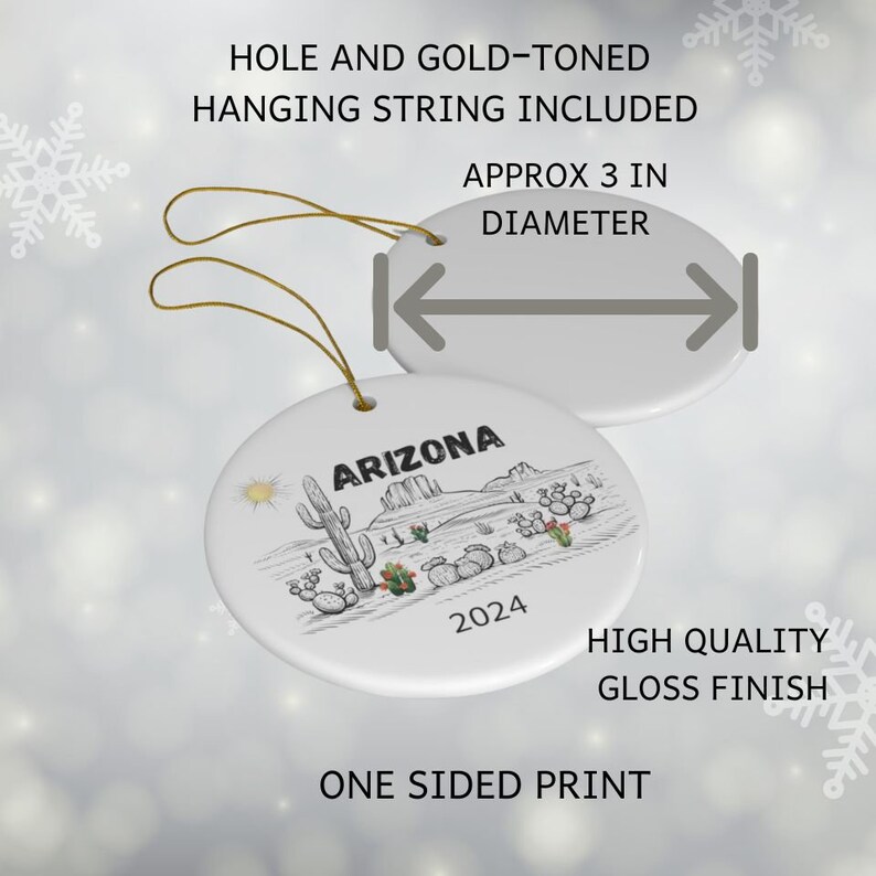 Arizona Ornament, Arizona Desert Cactus Scene , Personalized Road Trip ...
