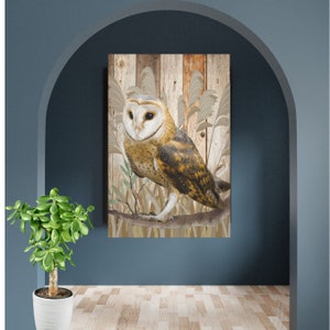 Owl Canvas Wall Art Owl Picture Mantel Decoration Large Animal Wall Art Owl Wall Hanging Office Decor Rustic Cabin Decor