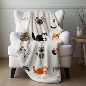 Cozy Cat Lover Blanket: Velveteen or Fleece Throw, Funny Cat Gift