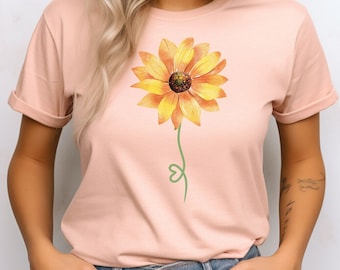 Wildflower Shirt, Floral Womens Tshirt, Cute Boho Shirt, Sunflower Lover Shirt, Nature Lover Shirt, Botanical Shirt, Plus Size Floral Shirt