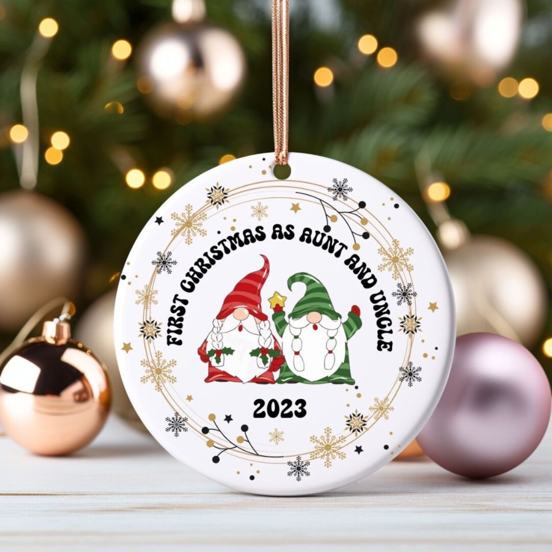 First Christmas as Aunt and Uncle Christmas Ornament, Gnome Xmas Tree ...