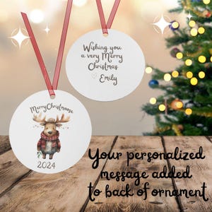Adorno navideño personalizado de Feliz Navidad, adorno navideño de alce, adorno personalizado de 2025, adorno de regalo de Navidad, adorno de regalo para compañeros de trabajo