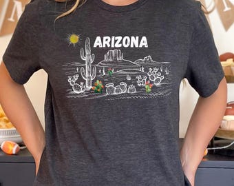Arizona Desert TShirt, Cactus Scene Shirt, Plant Lover Shirt, Road Trip Tee, Cactus Shirt, Western Adventure T-Shirt, Arizona Souvenir Gift