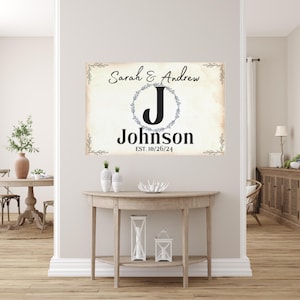Personalized Metal Last Name Sign with Names and Established Date, Anniversary Sign, Last Name Sign, Wedding Date Sign, Wedding Gift Sign