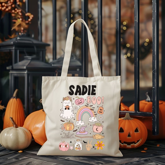 Personalized Halloween Trick or Treat Bag, Customized Halloween Name Bag, Halloween Bags for Kids, Kids Halloween Bag, Trick-or-Treat Bag
