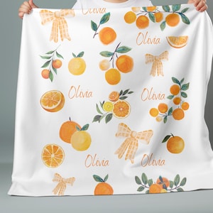 Clementine Baby Blanket, Cutie Orange Plush Throw, Personalized Mandarin Oranges, Baby Shower Gift, New Baby Gift, Custom Toddler Lovey