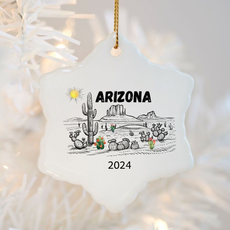 Arizona Ornament, Arizona Desert Cactus Scene , Personalized Road Trip ...