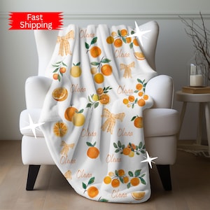 Clementine Baby Blanket, Cutie Orange Plush Throw, Personalized Mandarin Oranges, Baby Shower Gift, New Baby Gift, Custom Toddler Lovey
