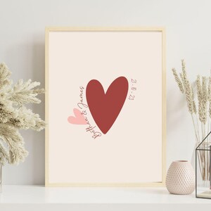 Personalised heart print for wedding engagement anniversary