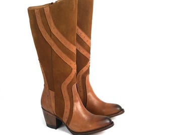 Tan leather weather boots for women, cowgirl boots boots, studded cowgirl boots, western boots, country style boots