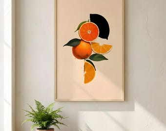 Citrus Symphony Print - Vertical Orange Poster for Home Decor
