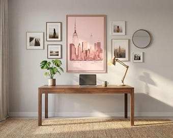 Art Deco Skyline Print, Vertical Cityscape (Matte Museum Paper)