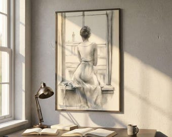 Charcoal Wall Art Print: Matte Finish, Neutral Tones - Indoor Decor