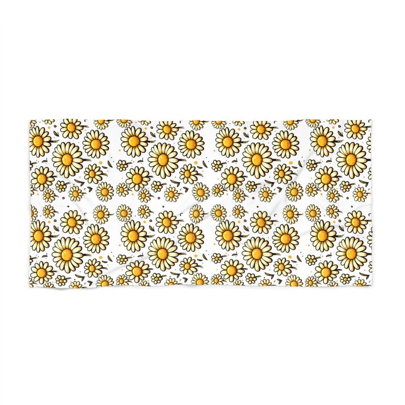 a repeating pattern of yellow and white daisy flowers on a white background.