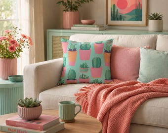 Cactus Throw Pillow: Double-Sided, Soft Polyester Cover