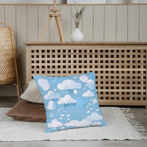 Cojín decorativo minimalista con diseño de nube - Azul claro, ecológico