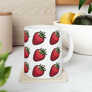 Strawberries Ceramic Mug, 11oz