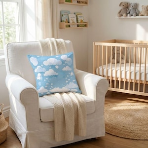 Minimalist Cloud Throw Pillow - Light Blue, Eco Friendly