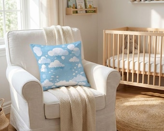 Minimalist Cloud Throw Pillow - Light Blue, Eco Friendly