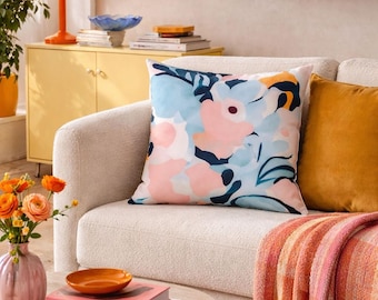 Petals Floral Pillow - Soft Cozy Square Cushion for Living Room