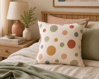 Polka Dot Pillow: Modern Boho Style - Soft, Indoor Decor