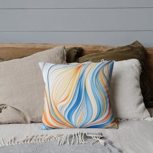 Cojín cuadrado Line Lyricism - Remolino vibrante, cojín ecológico