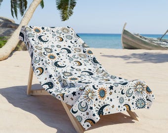 Sun and Moon Beach Towel - Durable Cotton Loop Backing