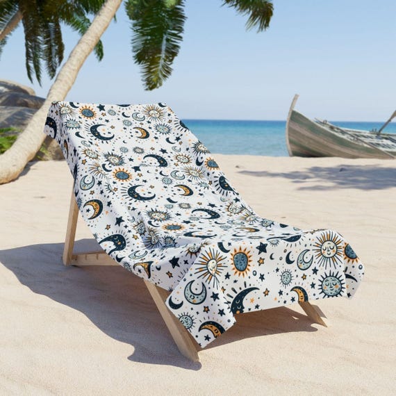 Sun and Moon Beach Towel - Durable Cotton Loop Backing