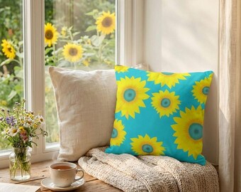 Sunflower Throw Pillow - Cozy Floral Accent for Living Room