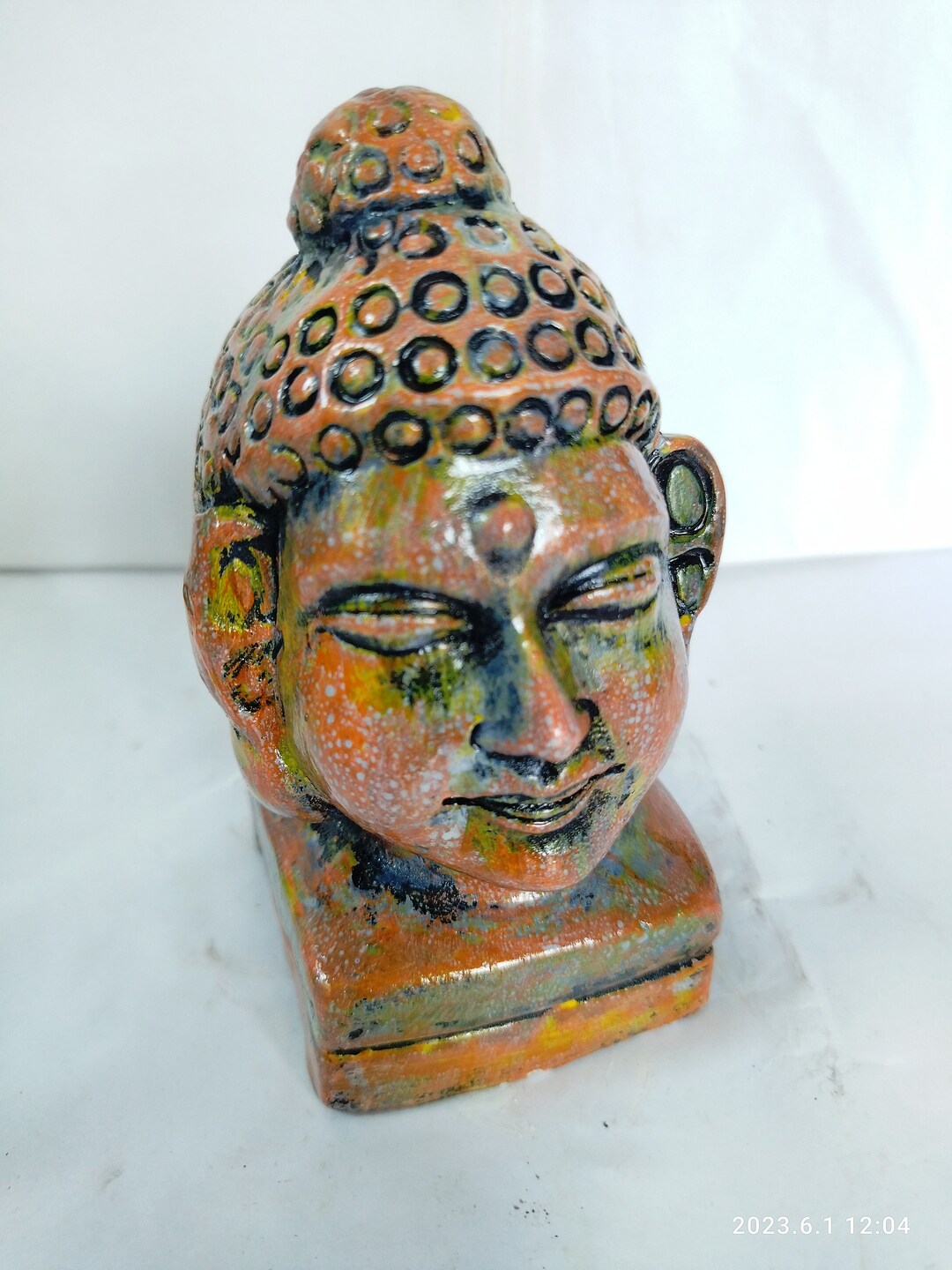 Natural Color Clay Buddha Statue Terracotta Buddha Face Home Etsy