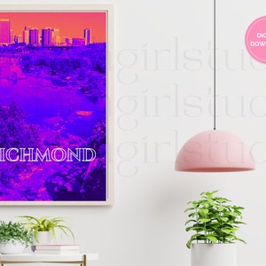 Richmond Virginia Skyline Poster | Vibrant Wall Art Printable | DIGITAL DOWNLOAD | Travel Poster | Hot Pink Wall Art | City Poster