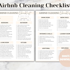 Airbnb Cleaning Checklist | Vacation Rental Property Cleaning Guide For Hosts | Turnover Best Practices | Housekeeping Tips | Template