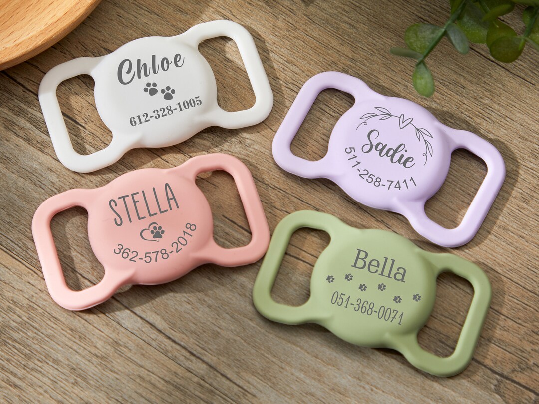 Custom Pet AirTag Collar Holder,slide on Dog Name Tag,airtag Cat Collar