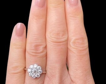 3TCW Round-Cut Real Moissanite Women's Flower Ring | Bezel Set Diamond Ring Gift For Her 925 Sterling Silver White Gold Plated Ring