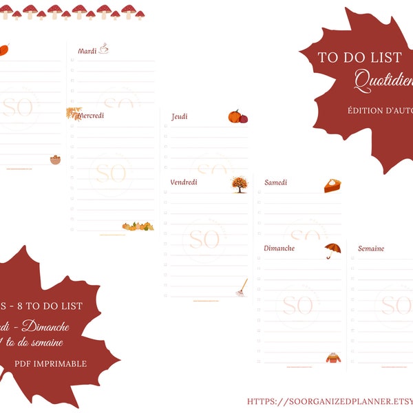 TO DO LIST d'Automne - Quotidienne